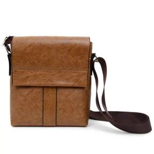 PU Leather Brown Small Crossbody Messenger Bag